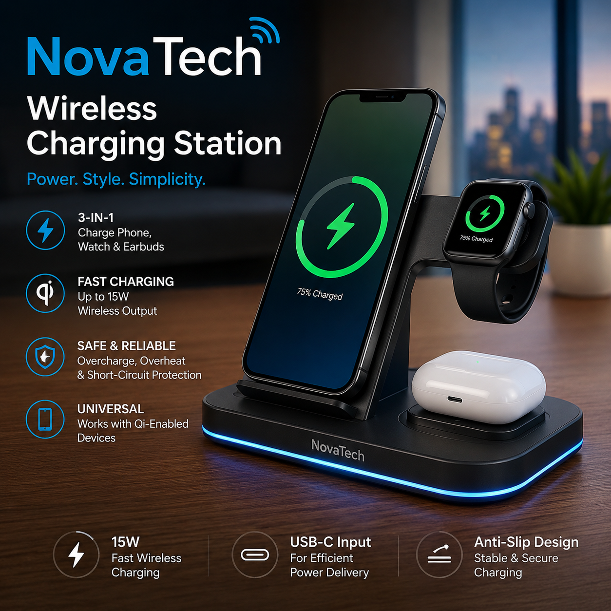 NovaTech Wireless Charging Station
